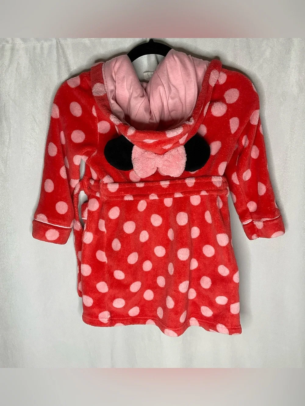 Disney Collection Minnie Mouse Fuzzy Hooded Bow Ears Size 5/6